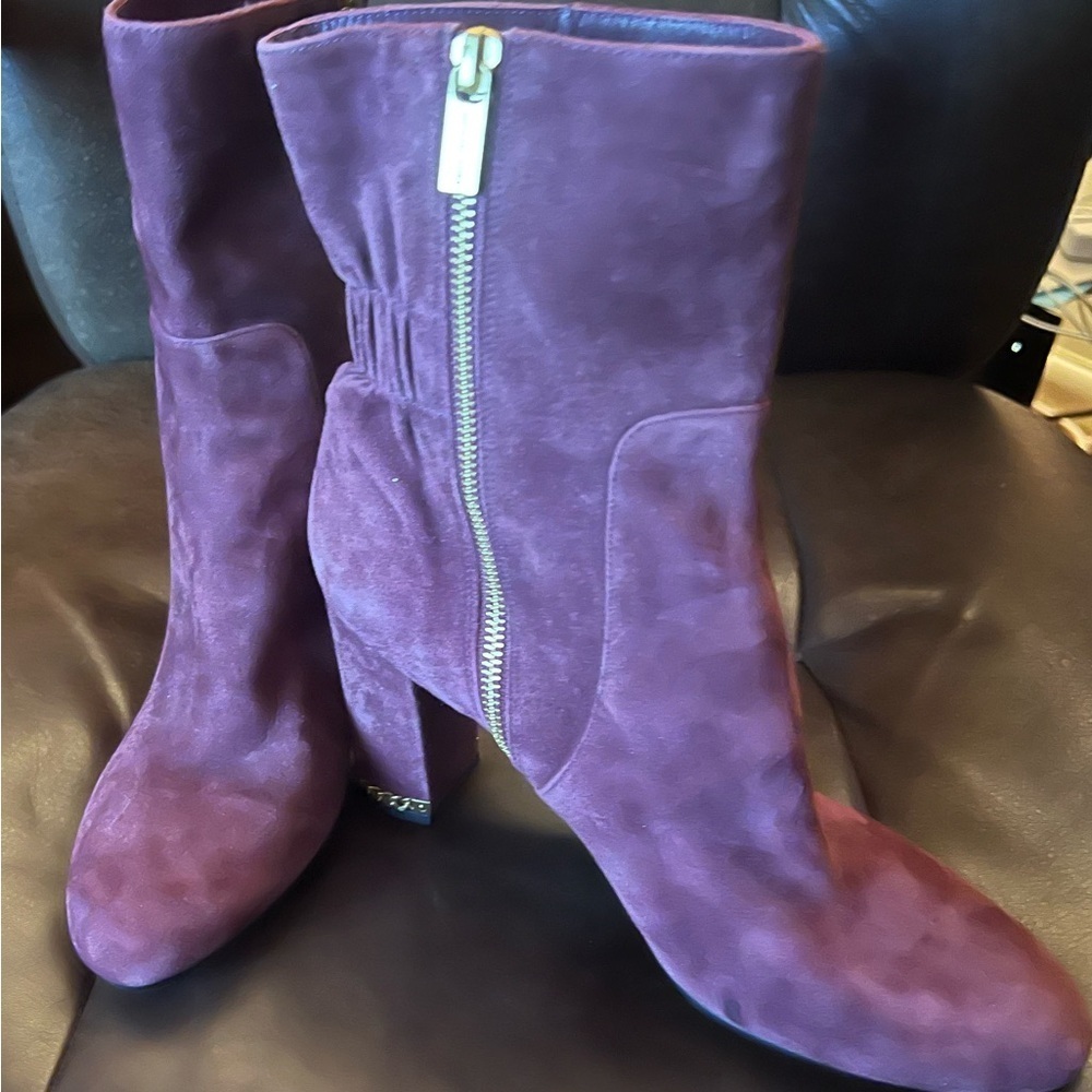 Michael Kors Burgundy Suede Booties Size 10 - Picture 6 of 7